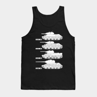 Four modifications of the USSR T-34 tank Tank Top